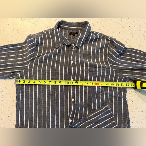 Quince 100% Organic Cotton Striped Button-Down Shirt – Charcoal/White – Size L - Picture 6 of 7